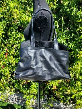 Classic Black Leather Large Tote Bag  Purse by A.Bellucci